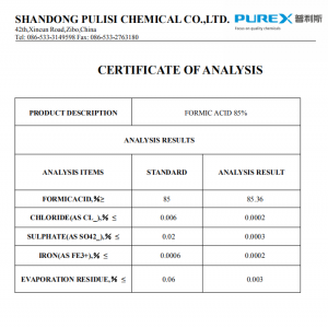 Factory Free sample Formic Acid Lowest Price 85% 64-18-6 94 Methanoic Formic Acid
