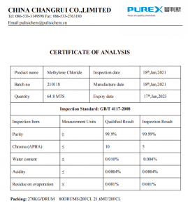 Ordinary Discount CAS No. 75-09-2 Dichloromethane/Methylene Chloride for Pesticide Intermediate