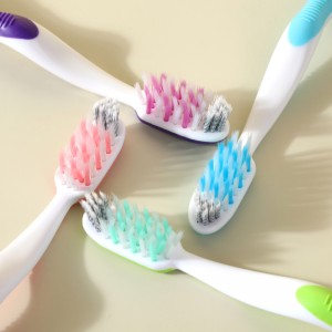柔らかい毛の手動歯ブラシを使用している家庭