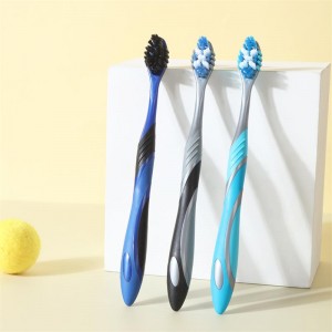 Theko e tlase China Toothbrush Factory Wholesale Adult Soft Black Toothbrush e nang le Logo 1PC