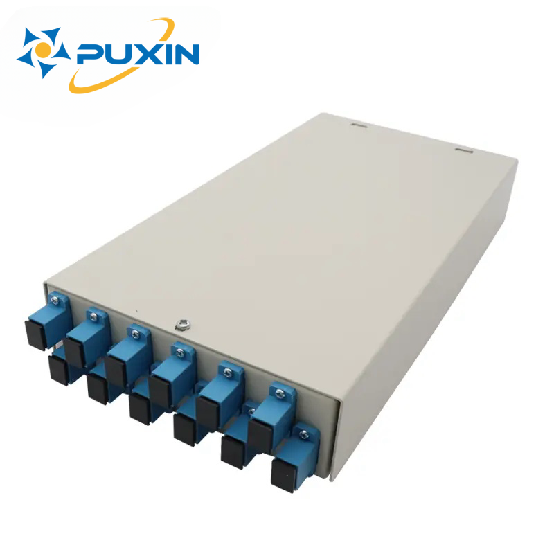 PUXIN 12 Ports FTTH Fiber Terminal Box Patch Panel SC Fiber Optic with Adapters fiber optic connector