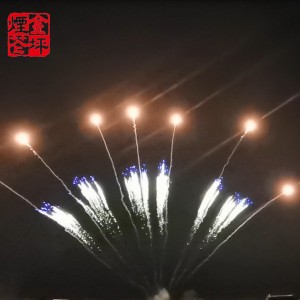 Shot Tube –  30mm 13S row fan cake yellow peony tail+silver wave and blue mine – JinPing Fireworks