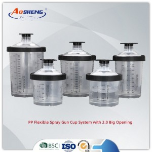 Disposable PP flexible paint cup system with bigger opening