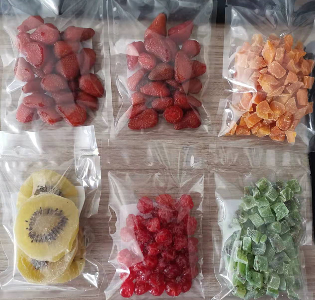 Dehydrated fruits, dried strawberry, dried kiwi, dried yellow peach, dried mandarin orange, dice dried fruits 1-10mm Featured Image
