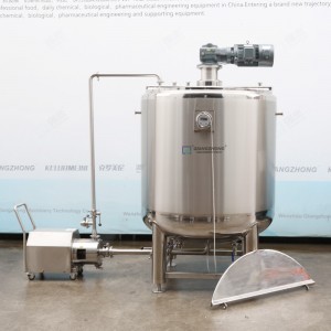 Wall scraping mixing tank with mobile emulsifying pump