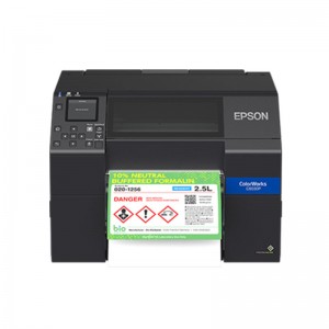 4 hazbeteko Epson CW-C6030P mahaigaineko etiketa-inprimagailua zuritu eta aurkeztu