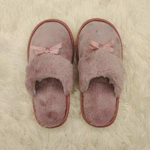 Ladies suede fabric side binding indoor slippers