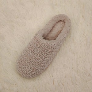 Ladies indoor slippers knit upper stitch turndown style