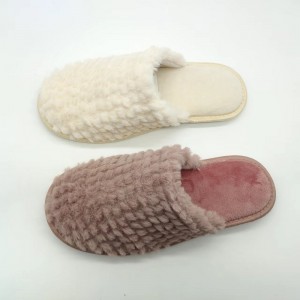 Ladies faux fur side binding indoor slippers