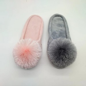Competitive Price For Plush Thong Slippers - Ladies Pompon Autumn Winter Stitch Turndown indoor clogs – QFSY