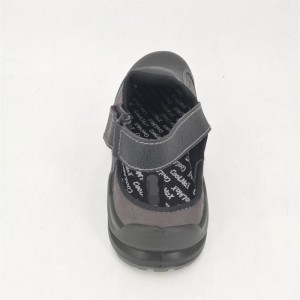 Sandal style safety shoes leather upper double density PU injection sole