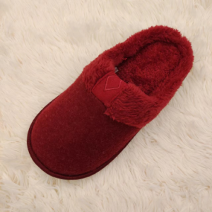Classic comfortable and fancy ladies indoor slippers worsted upper side binding outsole style.