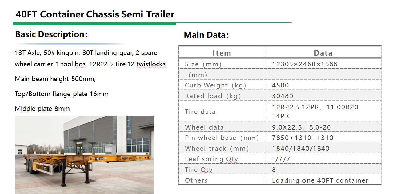 2 Axle 40 FT Container Semi-Trailer Be Ready Delivery To South America