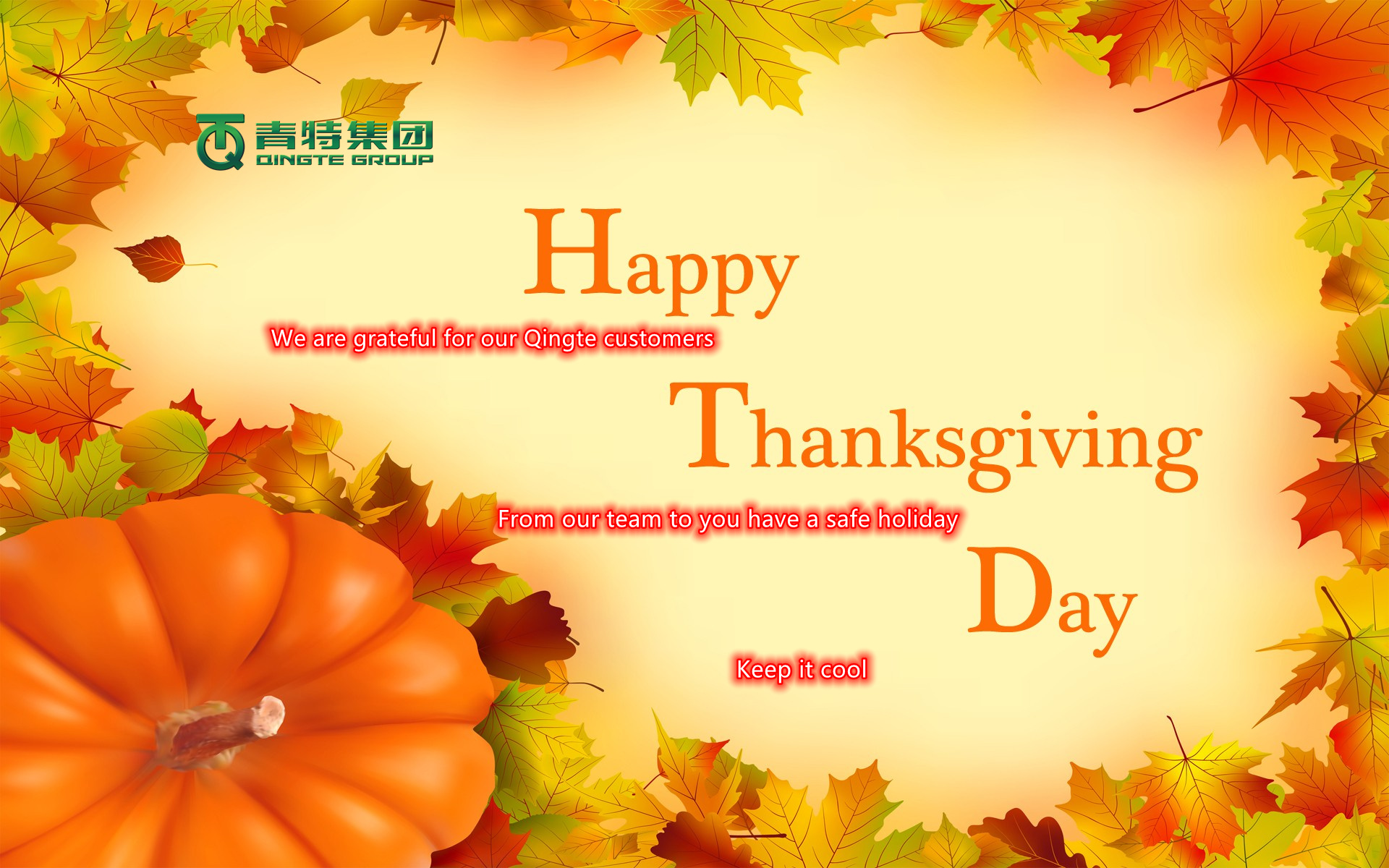 Happy thanksgiving Day To Qingte Customers