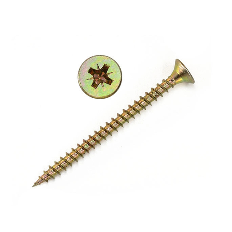 China Factory Supplied High Tensile DIN 7505 Yellow Zinc plated Class 4.8 8.8 Chipboard Screws