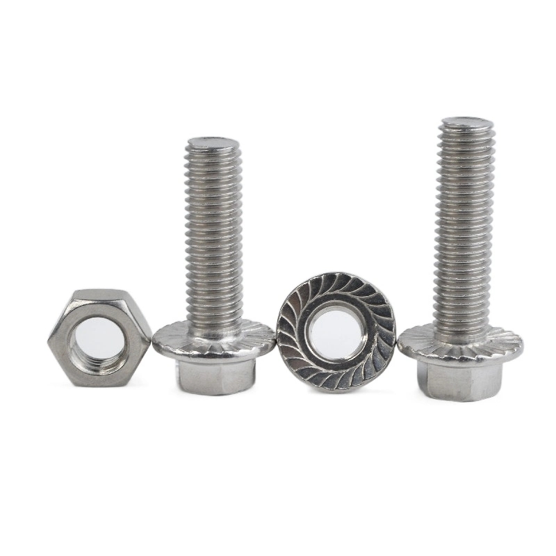 DIN6921 Stainless Steel A2-70 A-4 80 Hex Bolt With Serrated Flange And Flange Hex Nut
