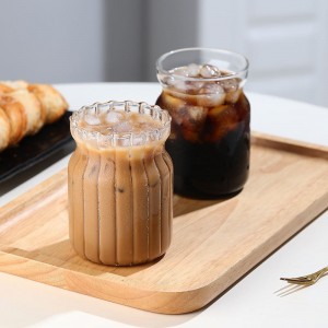 Hot selling High Quality Borosilicate glass latte cup household straw water milk cup Glass juice milk tea drink cup