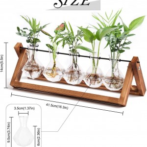 Double-layer water drop wooden frame vase home plant flower arranging device water-raised pothos flower pot desktop decoration