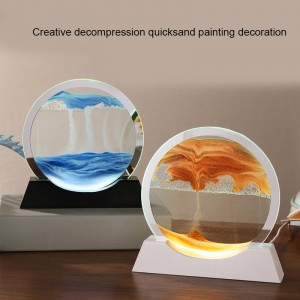 Manufacturer’s popular solid wood quicksand painting night light ornaments dynamic hourglass lamp 3D creative table lamp