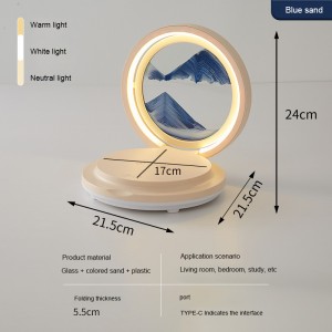 Creative Quicksand Painting Mobile Phone Wireless Charging Bluetooth Speaker Table Lamp Decoration Ornament Gift Night Light