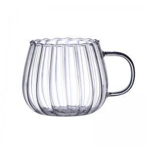 Creative high borosilicate single layer glass with handle color Striped garden fun hand made juice coffee cup