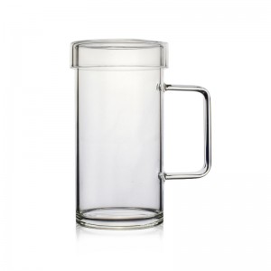 700ml Glass with lid and handle Clear water glass cup large office flower teacup cold drink juice cup