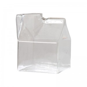 Square heat-resistant glass milk box Creative half pint fresh milk box cup nutritious breakfast microwavable