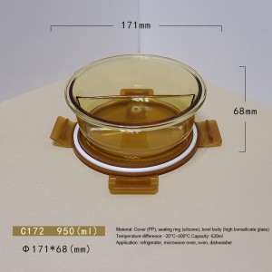 Amber glass lunch box microwave container office worker lunch box student lunch container rectangular box