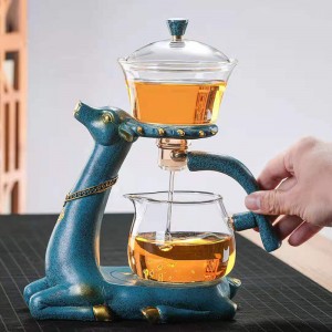 Glass semi-automatic tea set lazy kung fu tea maker teapot cup palace lantern internet celebrity household tea maker