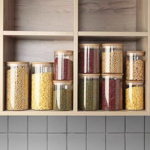 Food Containers with Airtight Bamboo Wooden Lids for Pasta