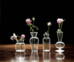 home decor bling glass flower amber colored art striped glass bud glass vase flower
