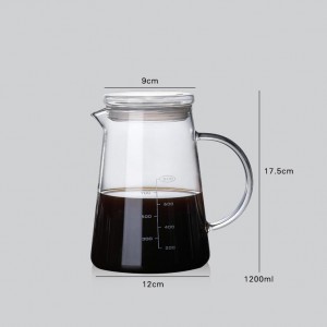 Manufacturers custom high borosilicate temperature resistant with hand glass coffee pot