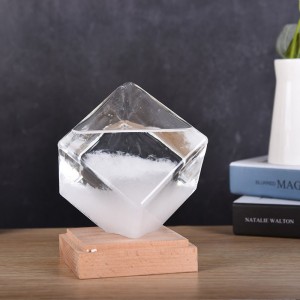 Storm Glass Bottles Barometer With Wood Base Low Price Diamond Shape Weather Glass Forecast Bottle