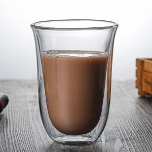 Hot sale Double Wall Insulated double glass coffee mug Drinking Clear Glass coffee