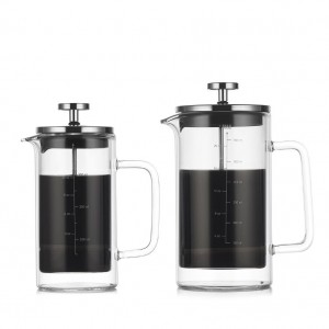 2021 new arrival stainless steel french press coffee maker coffee plunger 600ml 1000ml wood lid premium modern french press