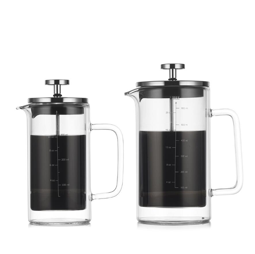 2021 new arrival stainless steel french press coffee maker coffee plunger 600ml 1000ml wood lid premium modern french press Featured Image