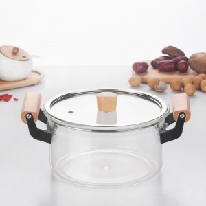 Factory Hot Borosilicate Big Size Transparent Clear Double-ear Cooking Pot Borosilicate Pyrex Glass Cooking Pot