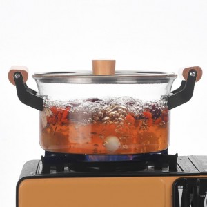 Factory Hot Borosilicate Big Size Transparent Clear Double-ear Cooking Pot Borosilicate Pyrex Glass Cooking Pot