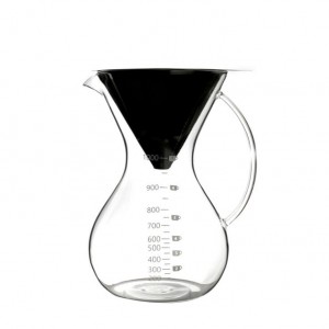 New high borosilicate non-slip silicone pad at the bottom with hand glass coffee pot