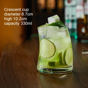 Restaurant Striped Glass Cup Crescent Soda Drink Cups Sparkling Fruit Juice Cocktail Glasses