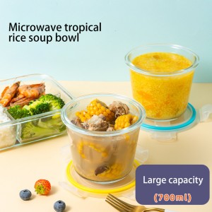 Household heat-resistant glass preserving bowl with lid fruit salad bowl wholesale simple borosilicate microwave transparent soup bowl