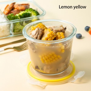 Household heat-resistant glass preserving bowl with lid fruit salad bowl wholesale simple borosilicate microwave transparent soup bowl
