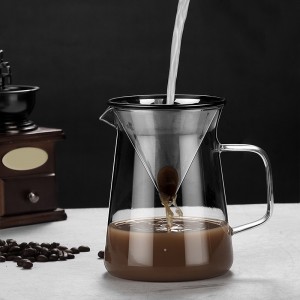 Heat-resistant coffee pot high borosilicate glass coffee set with filter cold brew pot hand brew coffee pot wholesale