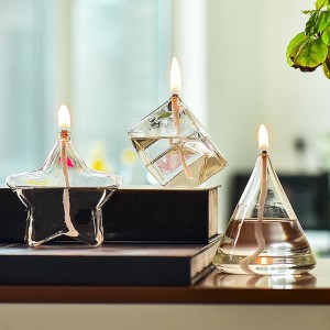 Creative glass candlestick ornaments Scandinavian romantic simple modern household desktop smokeless oil lamps