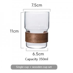 Insulated Earring Coffee Cup Iced American Latte High-value Premium Feeling Glass Tea Cups Home Use Wooden Slice Insulated Tea Cups