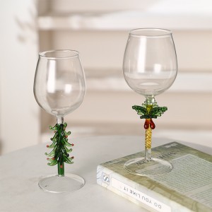 Christmas tree glass wine glass snowman goblet hand painted glass Christmas decoration wine goblet
