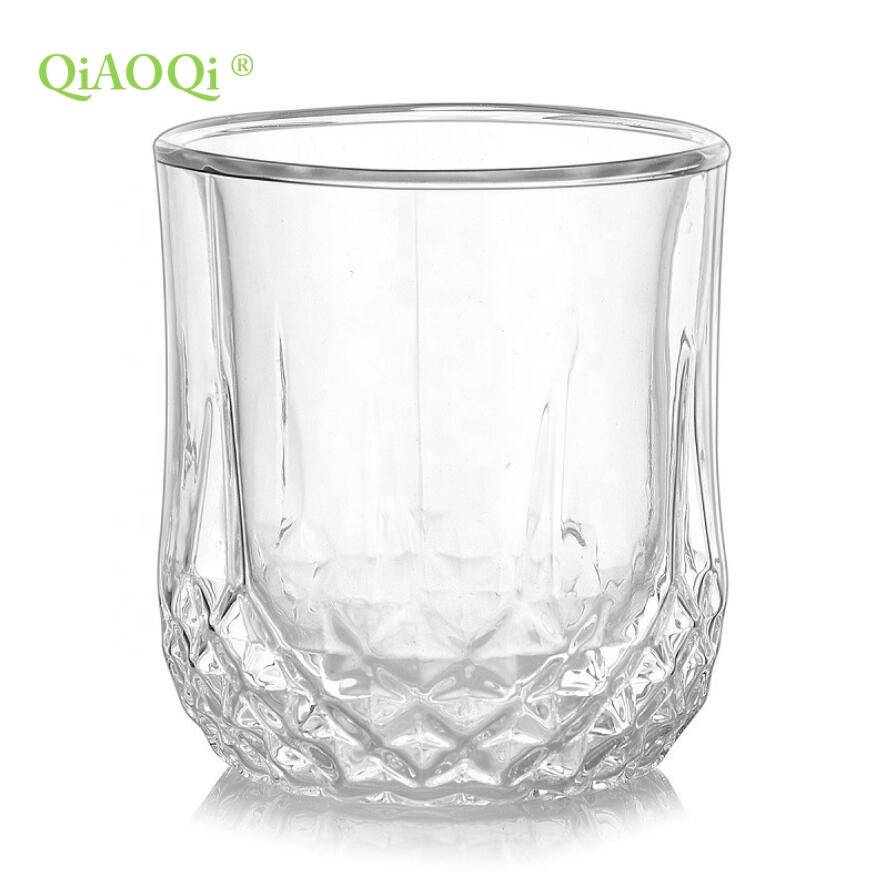 New style creative high-end bar business gifts glassware 250ml high borosilicate diamond double wall whisky glass with OEM logo
