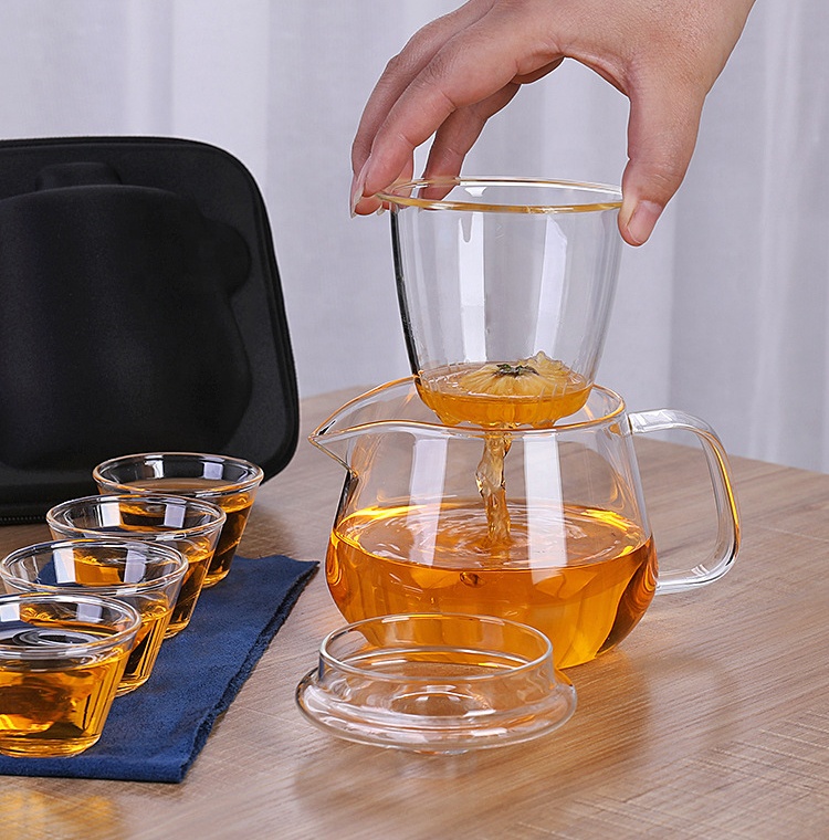 Handmade High Borosilicate Clear Glass Teapot Set Custom Tea Pot