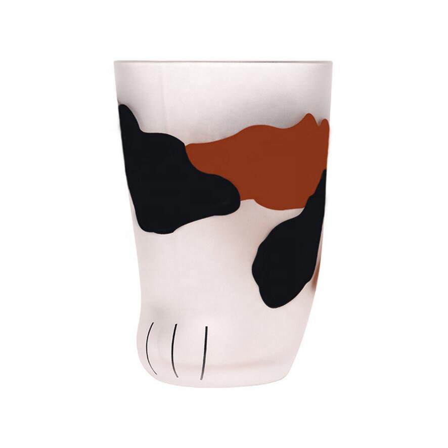Hot sale heat resistant glass cat paw mug cat foot milk cup cat leg cute water cup
