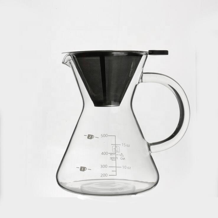 500ml pyrex glass coffee pot with stainless steel infuser